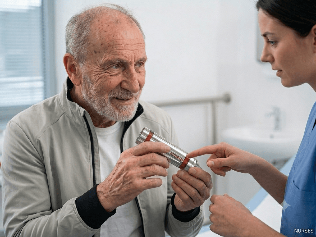 Caregiver assisting with Breath inhaler case